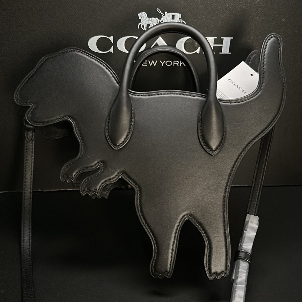 NWT Coach Rexy Runway Bag Leather Signature Canvas Dinosaur Purse Black Handle